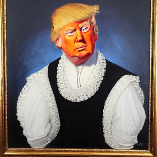 Prompt: oil painting portrait of donald trump, Frans Hals style