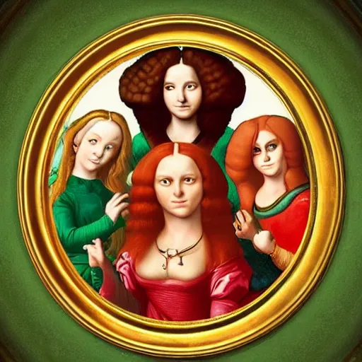 Prompt: Leonardo da Vinci portrait of The Powerpuff Girls