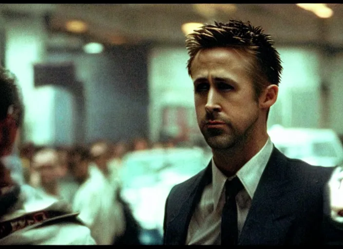 Image similar to film still of Ryan Gosling as Tyler Durden in Fight Club 1999