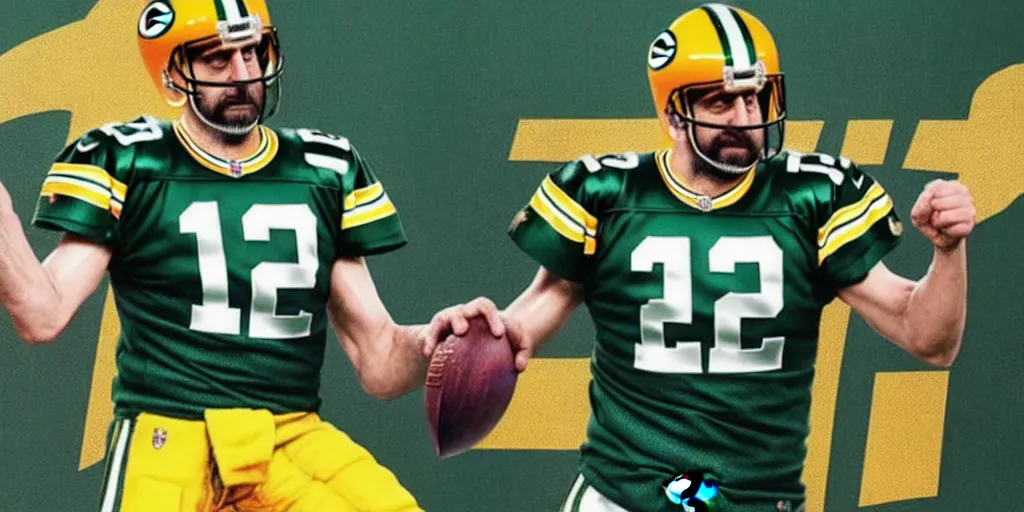 Image similar to Aaron Rodgers drinking ayahuasca on the sidelines of Lambeau Field, cgsociety, artstation, cinematic