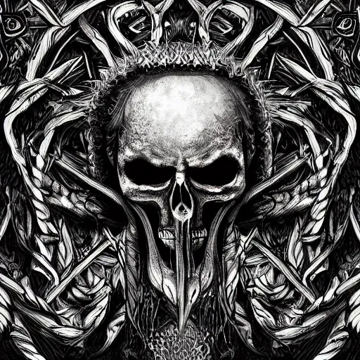 Image similar to black metal art, intricate, highly detailed, digital painting, concept art, album cover, illustration