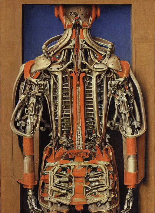 Image similar to cybernetic exoskeleton by Jan van Eyck