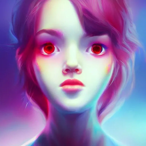 Image similar to portrait of teen girl, art by Ross tran, vivid color palette, digital painting, 3D, octane render, post process in Photoshop, highly detailed