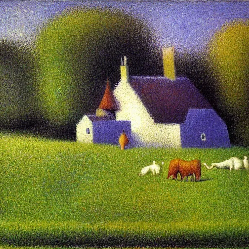 Image similar to small irish homestead by georges seurat