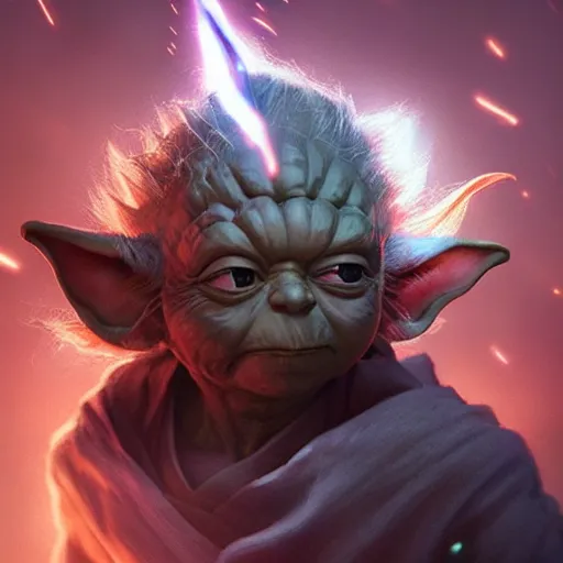 Image similar to yoda super saiyan, cinematic lighting, highly detailed, concept art, art by wlop and artgerm and greg rutkowski, masterpiece, trending on artstation, 8 k