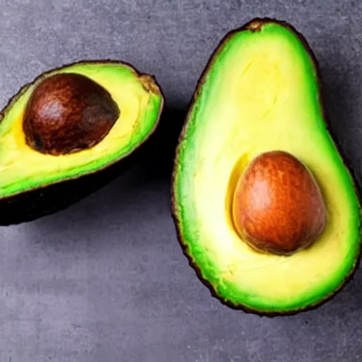 Image similar to an avocado sliced in half. the middle of the avocado resembles chuck norris