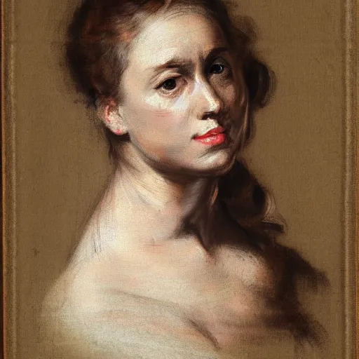 Image similar to study of a woman by peter paul rubens. chalk.