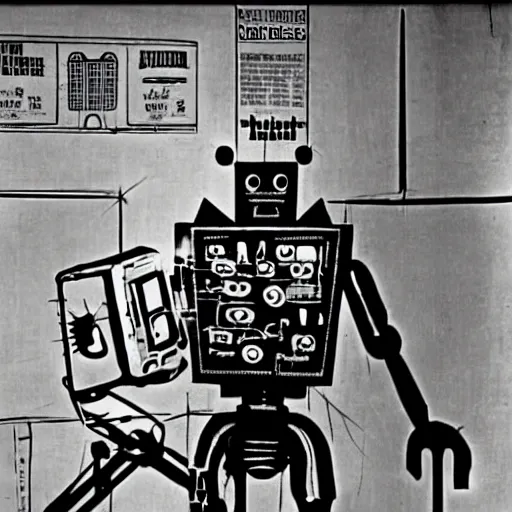 Prompt: robot featured in fritz lang's film metropolis by andy warhol