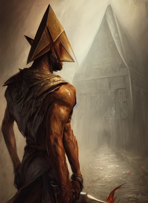Prompt: digital _ painting _ of _ pyramid head _ by _ filipe _ pagliuso _ and _ justin _ gerard _ symmetric _ fantasy _ highly _ detailed _ realistic _ intricate _ port