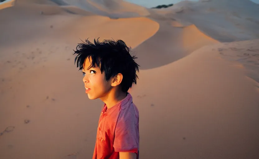 Image similar to a luffy in sand dunes, photography