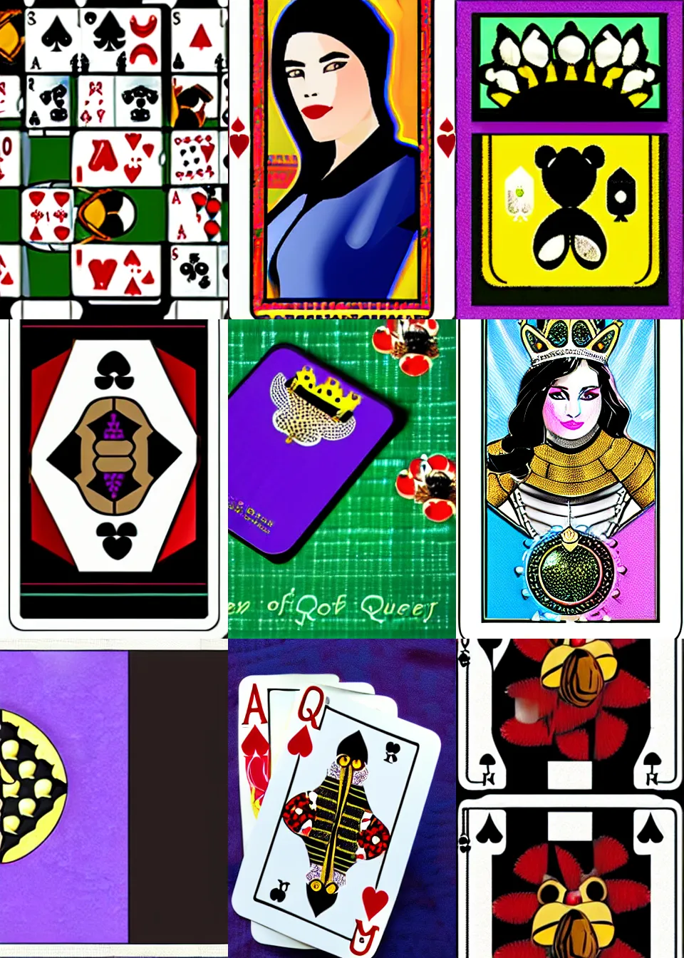 Prompt: queen of bees poker card