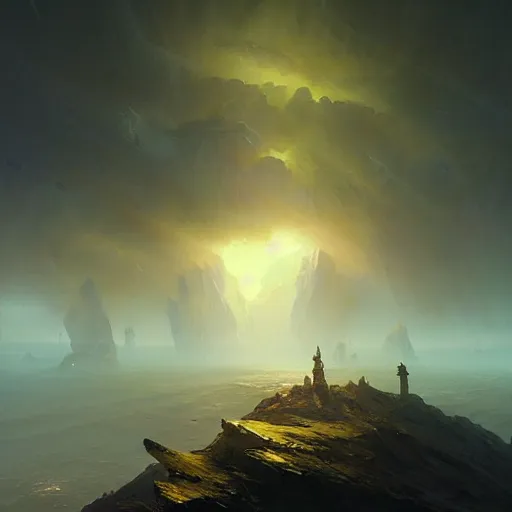 Image similar to ''cinematic shot'' of our world ending made by ivan aivazovsky, peter mohrbacher, greg rutkowski volumetric light effect broad light oil painting painting fantasy art style sci - fi art style realism premium prints available artwork unreal engine