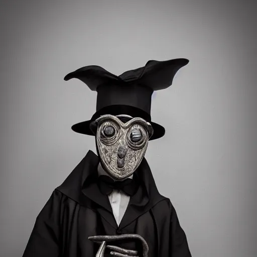 Image similar to teenage plague doctor prom photo. extremely lush lifelike detail. award - winning digital art by ansel adams, roger deakins, steichen. surreal scientific photoillustration, masterpiece, artstation, shutterstock polycount contest winner, biomorphic. child larva plague doctor