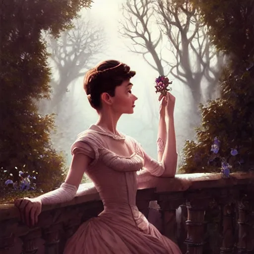 Image similar to audrey hepburn in an epic victorian novel, various backgrounds, intricate, elegant, highly detailed, digital painting, artstation, matte, illustration, art by artgerm, greg rutkowski, loish, rhads, ferdinand knab, makoto shinkai, lois van baarle, ilya kuvshinov, rossdraws, tom bagshaw