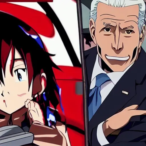 Image similar to biden in redline, anime, anime movie