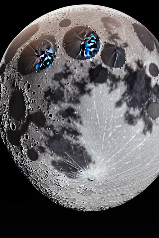 Prompt: intricate hyper detailed ultra sharp 3 d render of moon hyper realistic, ultra detailed, octane render, volumetric cinematic lighting, 8 k post - production