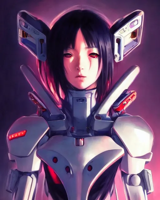 Image similar to portrait Anime Girl in mecha armor in night tokyo Sharp fine face pretty face, realistic shaded Perfect face, fine details. Anime. cyberpunk realistic shaded lighting by katsuhiro otomo ghost-in-the-shell, magali villeneuve, artgerm, rutkowski Jeremy Lipkin and Giuseppe Dangelico Pino and Michael Garmash and Rob Rey