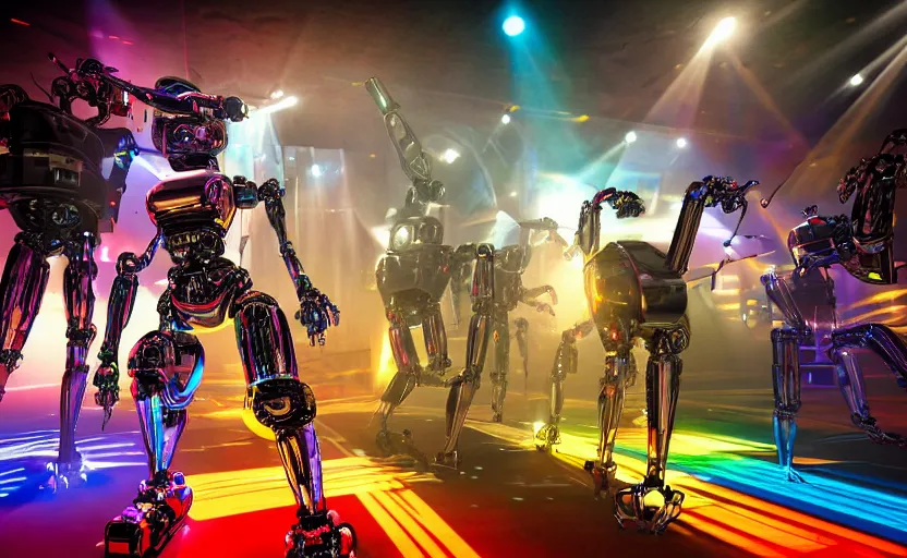 Image similar to robodog cybercore disco rave, highly detailed, extremely high quality, hd, 4 k, 8 k, professional photographer, 4 0 mp, lifelike, top - rated, award winning, cinematic, realistic, detailed lighting, detailed shadows, sharp, no blur, edited, corrected, trending