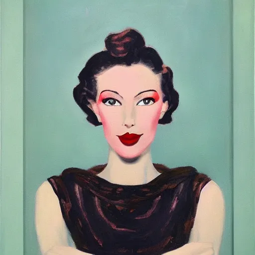 Image similar to A beautiful stunning portrait of a woman with thick red lips, she winks at the camera by Armstrong, Rolf Seed=1064516654