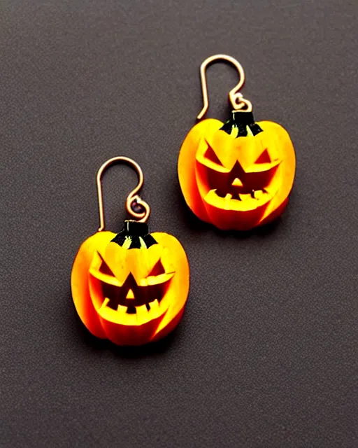 Image similar to spooky jack'o'lantern, 2 d lasercut earrings,