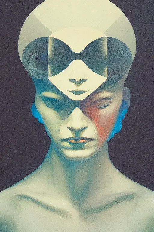 Image similar to woman wearing oculus and digital glitch head edward hopper and james gilleard, zdzislaw beksisnski, higly detailed
