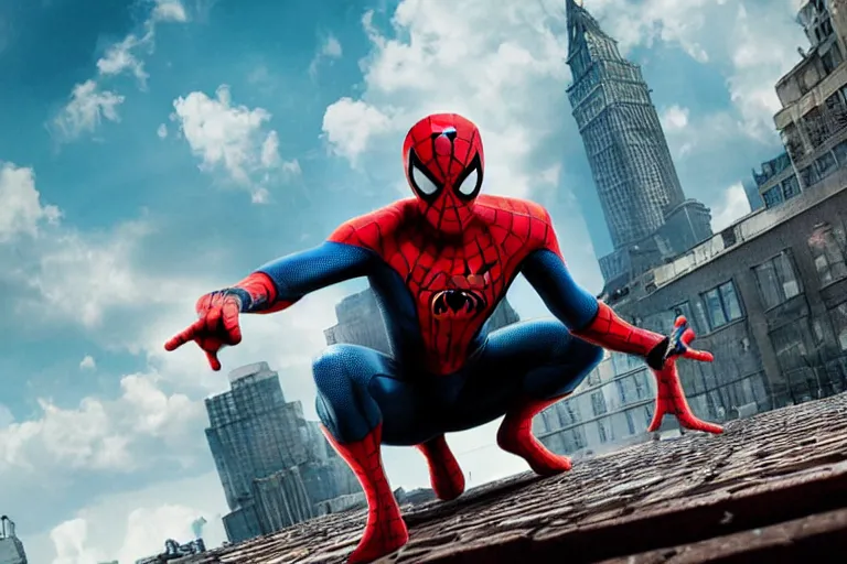 Prompt: wide-shot of Spiderman as the maid in the new movie directed by Wes Anderson, symmetrical shot, idiosyncratic, relentlessly detailed, pastel, limited colour palette, detailed face, movie still frame, promotional image, imax 70 mm footage