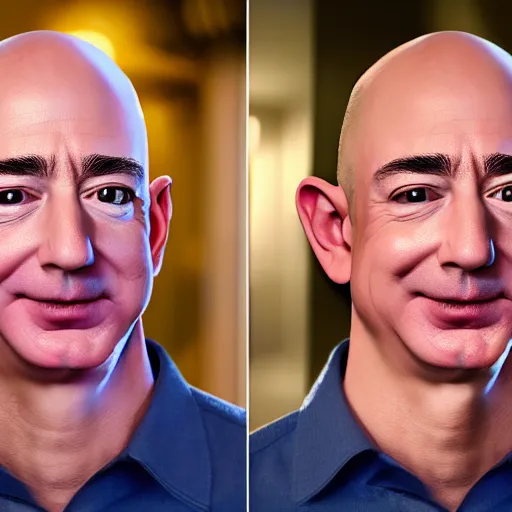 Image similar to 8k hyper realistic HDR photo of janitor with Jeff Bezos face