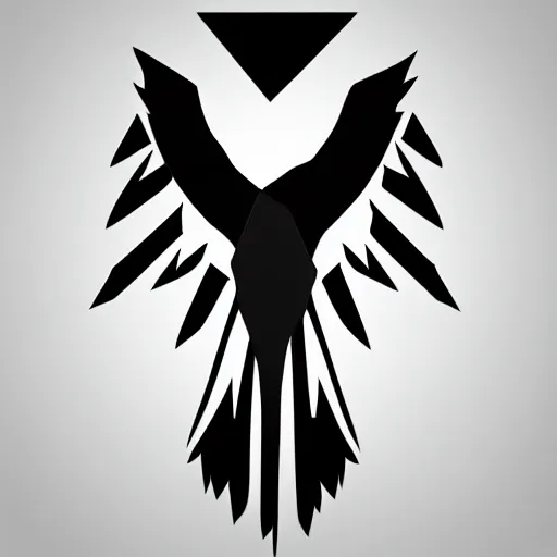 Image similar to 2 dimensional, vector, low poly, white eagle icon, black background, cgsociety, artstation