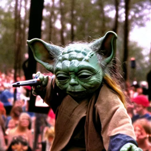 Image similar to yoda perfoming at woodstock