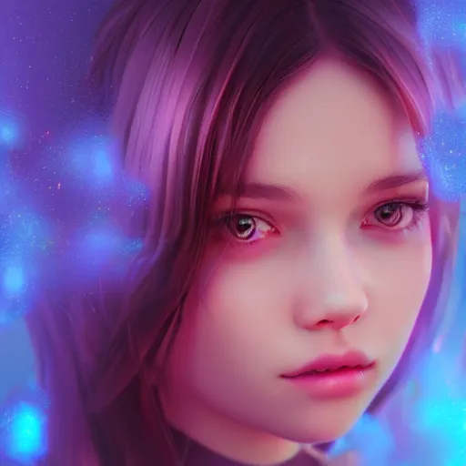Prompt: A Stunning portrait of teen girl, art by Ross tran, vivid color palette, digital painting, 3D, octane render, post process in Photoshop, highly detailed, particles, light effect, volumetric lighting
