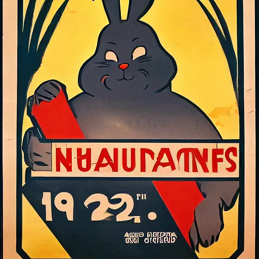 Image similar to 1920's propaganda posters featuring big chungus
