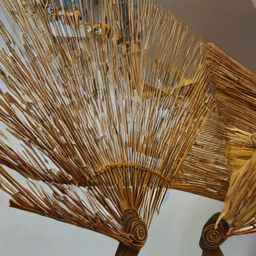 Image similar to a kinetic sculpture made with bamboo