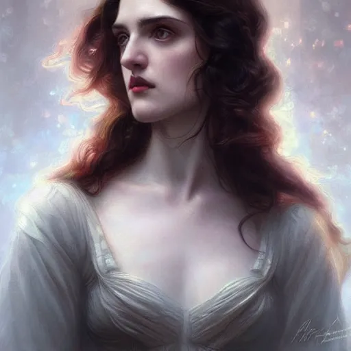 Prompt: beautiful striking Pre-Raphaelite Katie McGrath by Artgerm and Greg Rutkowski, intricate, elegant, highly detailed, digital painting, artstation