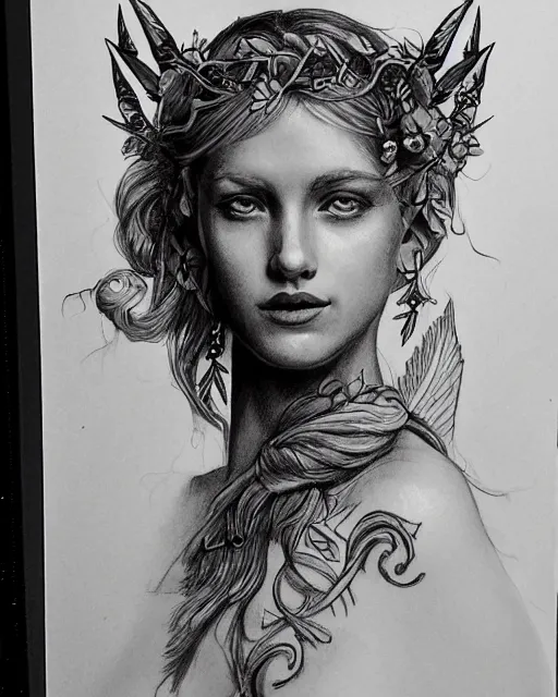 tattoo sketch of the beautiful greek goddess aphrodite | Stable Diffusion