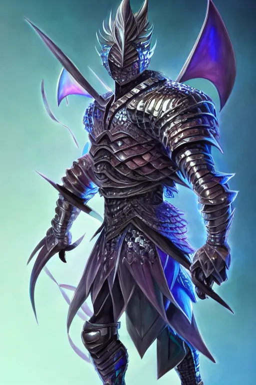 Image similar to Full body character concept art of an anime draconian warrior knight, iridescent scales, cool face, muscular, by Stanley Artgerm Lau, WLOP, Rossdraws, James Jean, Andrei Riabovitchev, Marc Simonetti, and Sakimichan, tranding on artstation