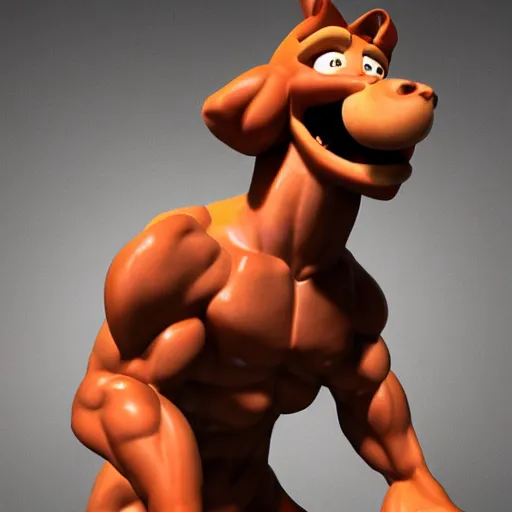 Image similar to scooby-doo, statue, 4k, volumetric lighting, hyper realistic, body builder