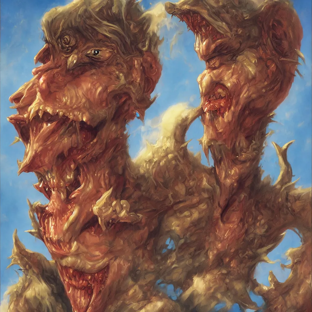 Image similar to Portrait of a Happy Monster Boy, art by Manuel Sanjulian and Boris Vallejo and Keith Parkinson, artstation