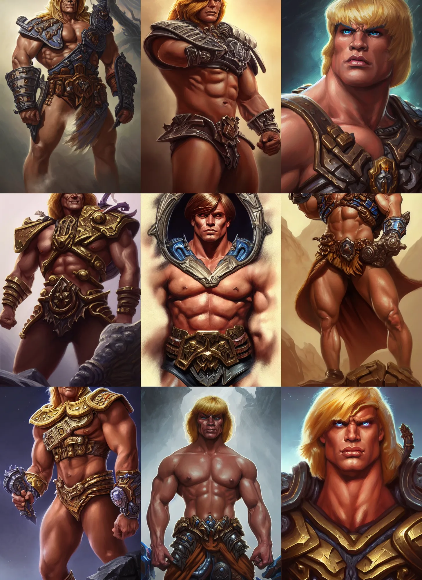 Prompt: he - man!!!!!, closeup portrait, sci fi, fantasy, intricate, with german iron cross onbare chest, elegant, loin cloth, highly detailed, oill painting, artstation, concept art, matte, sharp focus, illustration, hearthstone, art by artgerm and greg rutkowski and alphonse mucha