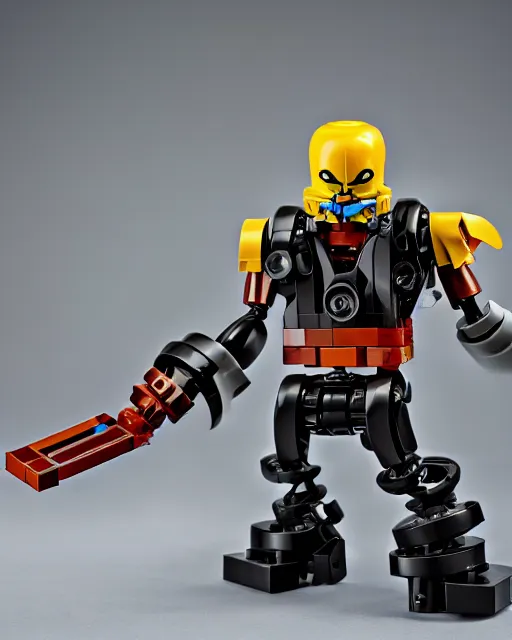 Prompt: photo of official lego bionicle! lech!!! wałesa!!! with a small! moustache!, 4 k, product photography, high quality