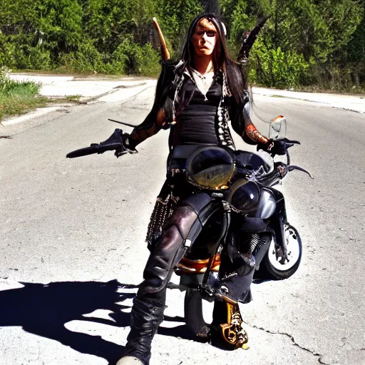 Image similar to sheya nox, female gangrel of the circle of the crone, native american biker chick