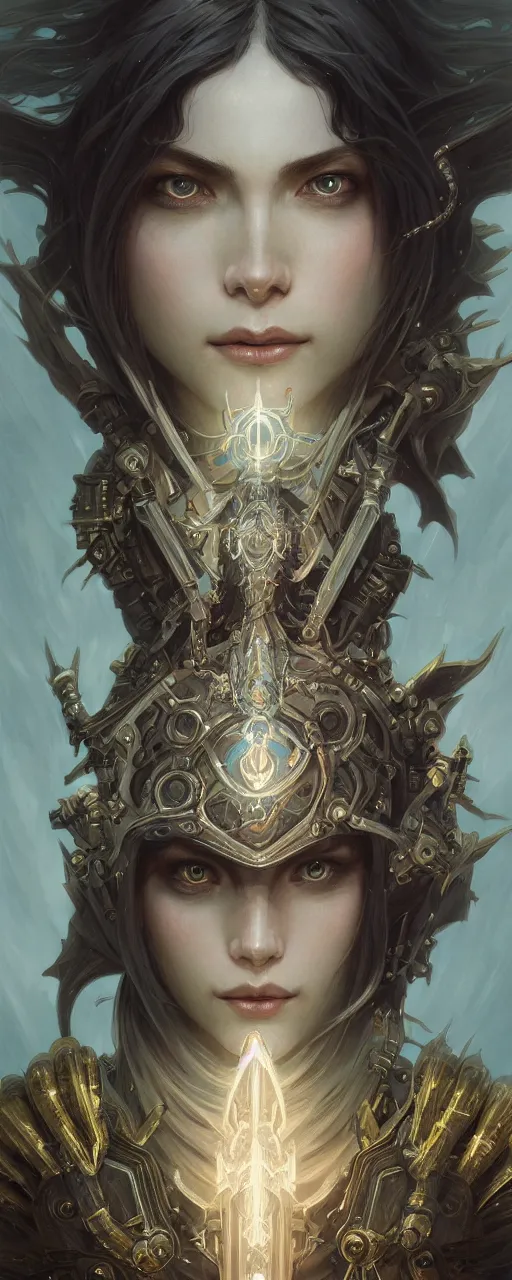 Prompt: mechanical breath of the wild guardian, dark fantasy esoteric , closeup, D&D, fantasy, intricate, elegant, highly detailed, digital painting, artstation, concept art, matte, sharp focus, illustration, art by Artgerm and Tom Bagshaw and Greg Rutkowski and Alphonse Mucha