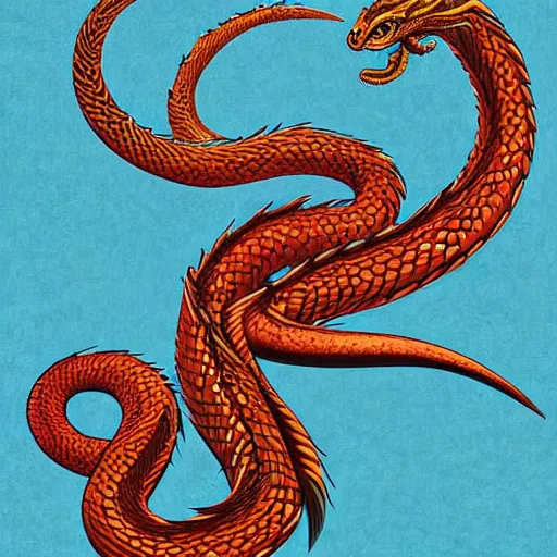 Image similar to A chimeric hybrid between a snake, dragon, and scorpion, digital art, detailed