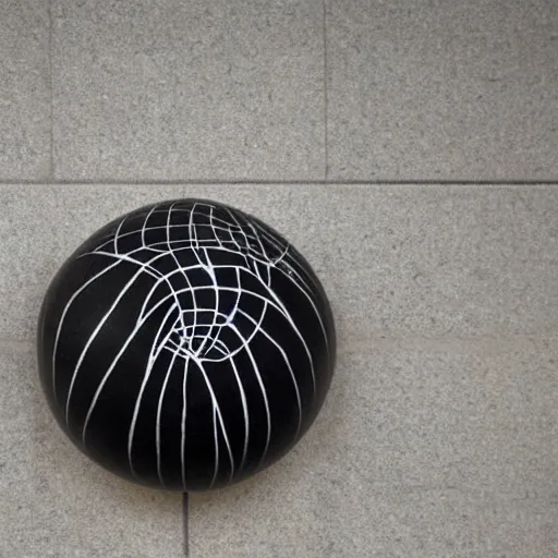 Image similar to : black orb with what patterns carved in it art installation