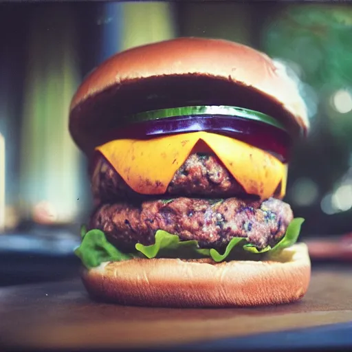 Prompt: burger, award - winning photo, grainy, kodak gold 2 0 0