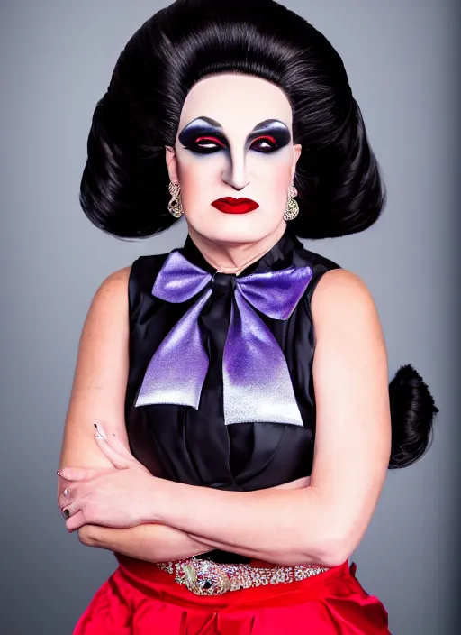 Image similar to studio portrait of ted cruz in full drag dressed in drag dressed as a woman makeup, 8 k, studio lighting, key light, back light, sequents,