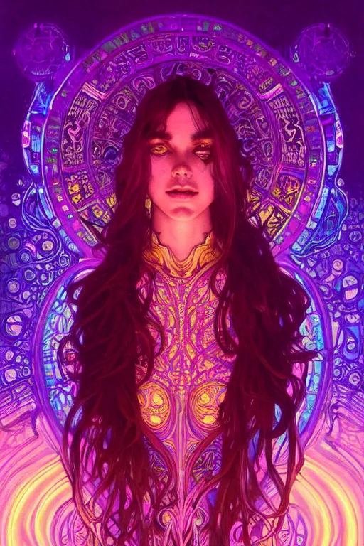 Prompt: psychedelic acid trip, blacklight reactive, sexy, [[[[fantasy]]]], intricate, elegant, highly detailed, digital painting, artstation, concept art, matte, sharp focus, illustration, art by Artgerm and Greg Rutkowski and Alphonse Mucha