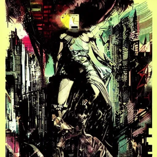 Prompt: cyberpunk dreaming by dave mckean and bill sienkiewicz