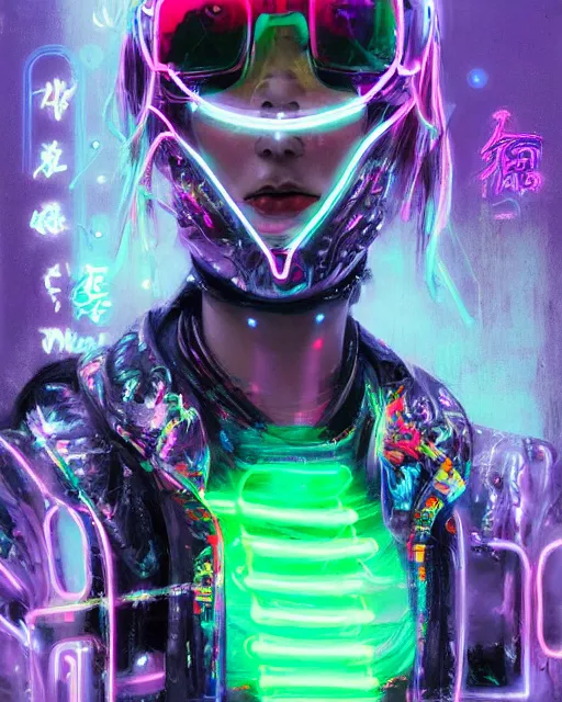 Image similar to detailed portrait Neon Operator Girl, cyberpunk futuristic neon, reflective catsuit, decorated with traditional Japanese ornaments by Ismail inceoglu dragan bibin hans thoma !dream detailed portrait Neon Operator Girl, cyberpunk futuristic neon, reflective puffy coat, decorated with traditional Japanese ornaments by Ismail inceoglu dragan bibin hans thoma greg rutkowski Alexandros Pyromallis Nekro Rene Maritte Illustrated, Perfect face, fine details, realistic shaded, fine-face, pretty face