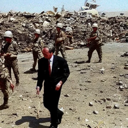 Image similar to George H.W. Bush destroys Iraq, historical photo