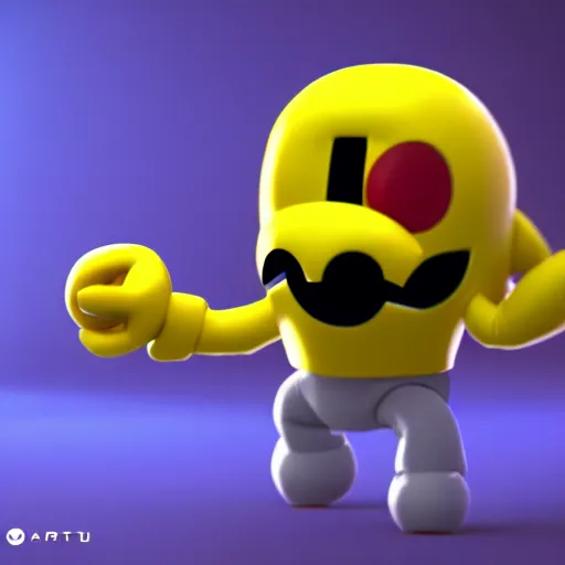 Image similar to Pac-Man from Super Smash Bros Ultimate wearing a suit, octane render, 3d render, 4k, hd, trending on artstation, artstation